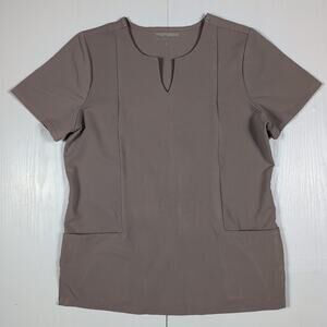 Mandala Scrub Top Womens S Brown Taupe – Short Sleeve Medical Nursing Uniform